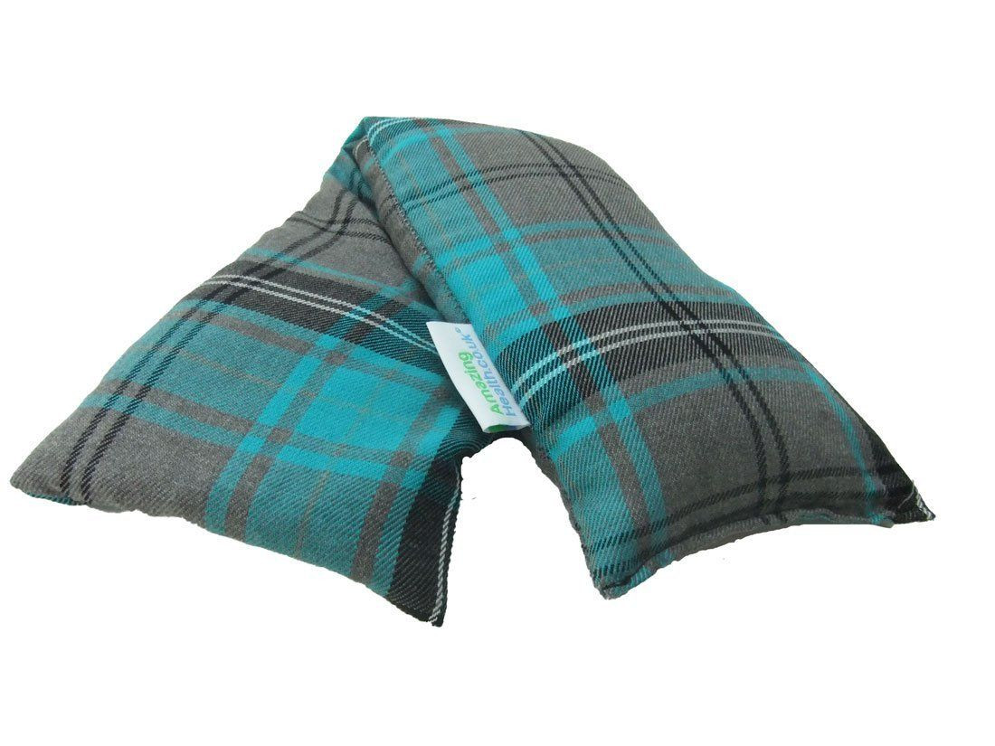 Unscented Heat Pack Cotton Turquoise Tartan Microwave Wheat Bag 48cm