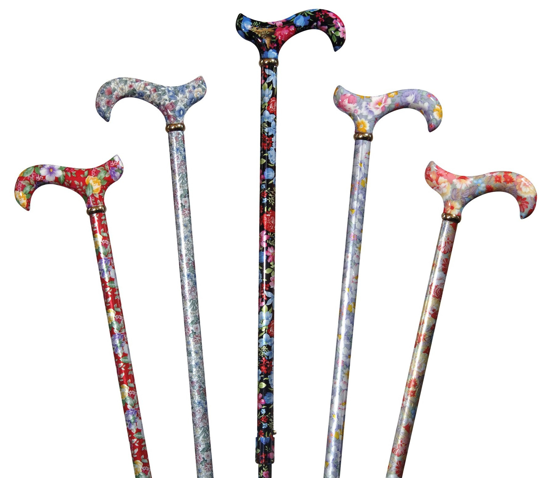 Floral Walking Stick Adjustable Red floral