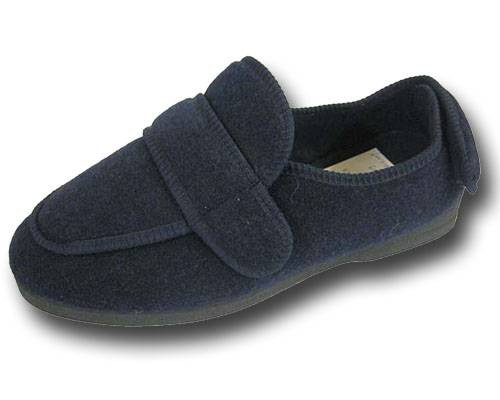 Mens Extra Wide Slippers Navy - size 12