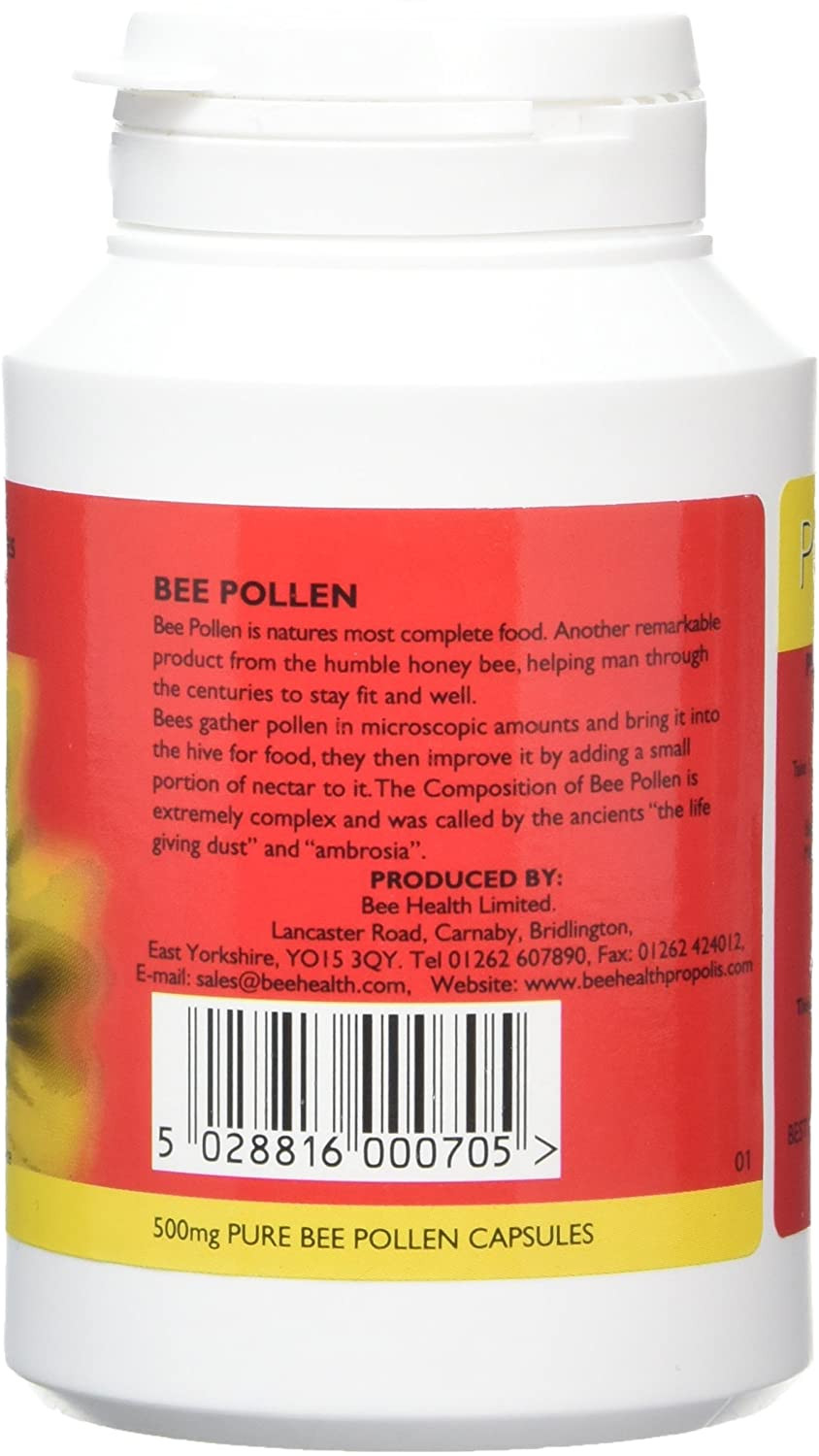 Bee Health 500mg Pure Bee Pollen 100 Capsules
