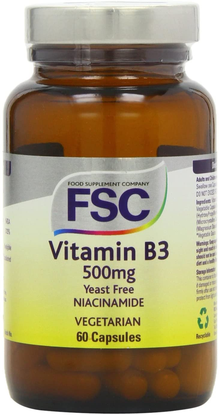 FSC 500mg Niacinamide Vitamin B3 Pack of 60 Vegetarian Capsules