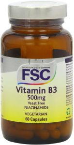 FSC 500mg Niacinamide Vitamin B3 - Pack of 60 Vegetarian Capsules