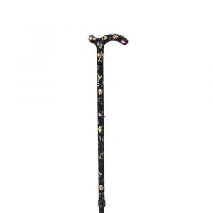 Ladies elegant slimline extending cane in black and pink