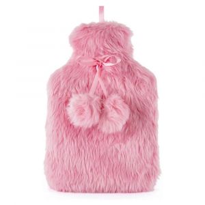 Slumberzzz Lush Plush with Pom Pom Hot Water Bottle - 2 Litre Pink 