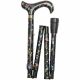 Black Floral Folding Walking Stick