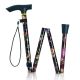 Pretty Flower Folding Walking Stick Height Adjustable (Black)