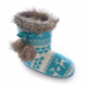 Slumberezz Warm Boot Slippers Pretty Heart and Aqua Reindeer