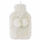 Slumberzzz Lush Plush with Pom Pom Hot Water Bottle - 2 Litre Ivory