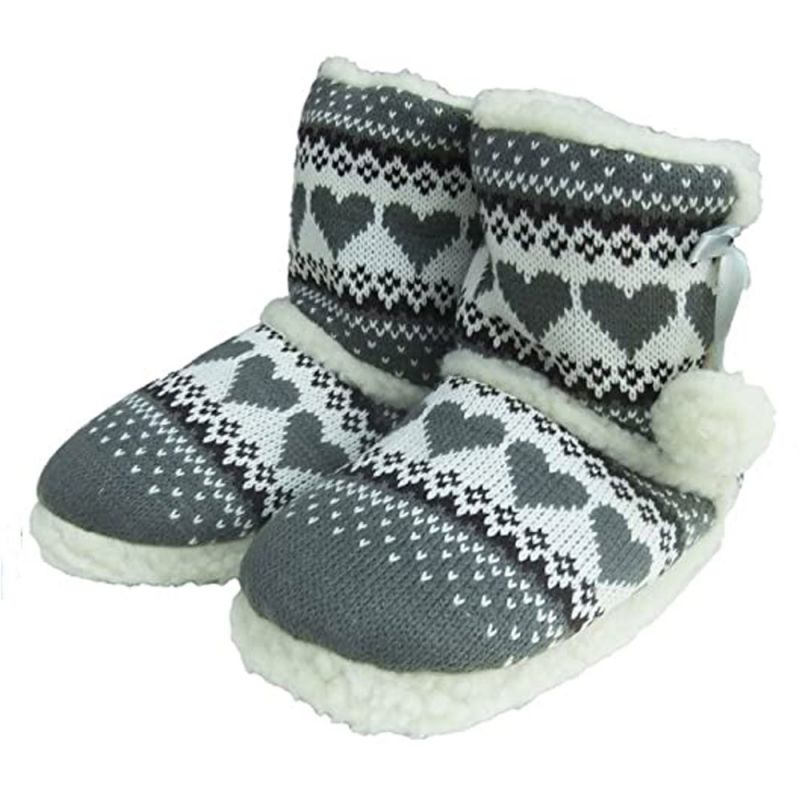 Slumberezz warm boot slippers pretty heart design for women
