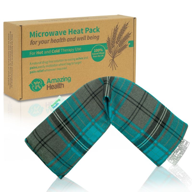 Amazing Health 48 cm Long Turquoise Tartan Lavender Cotton Wheat Bag